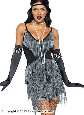 Gatsby-Flapper, Kostüm-Kleid, Reißverschluss, Fransen